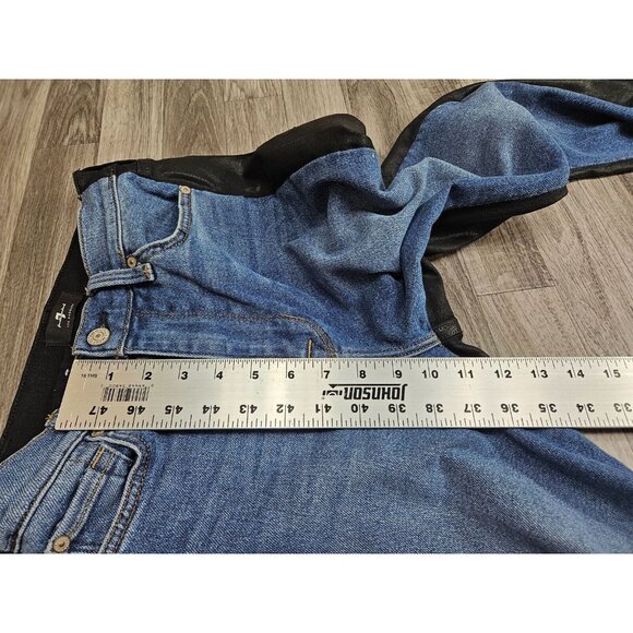 7 For All Mankind Womens Size 27 High Waist Ankle Denim Pleather Skinny Jeans - Picture 15 of 16